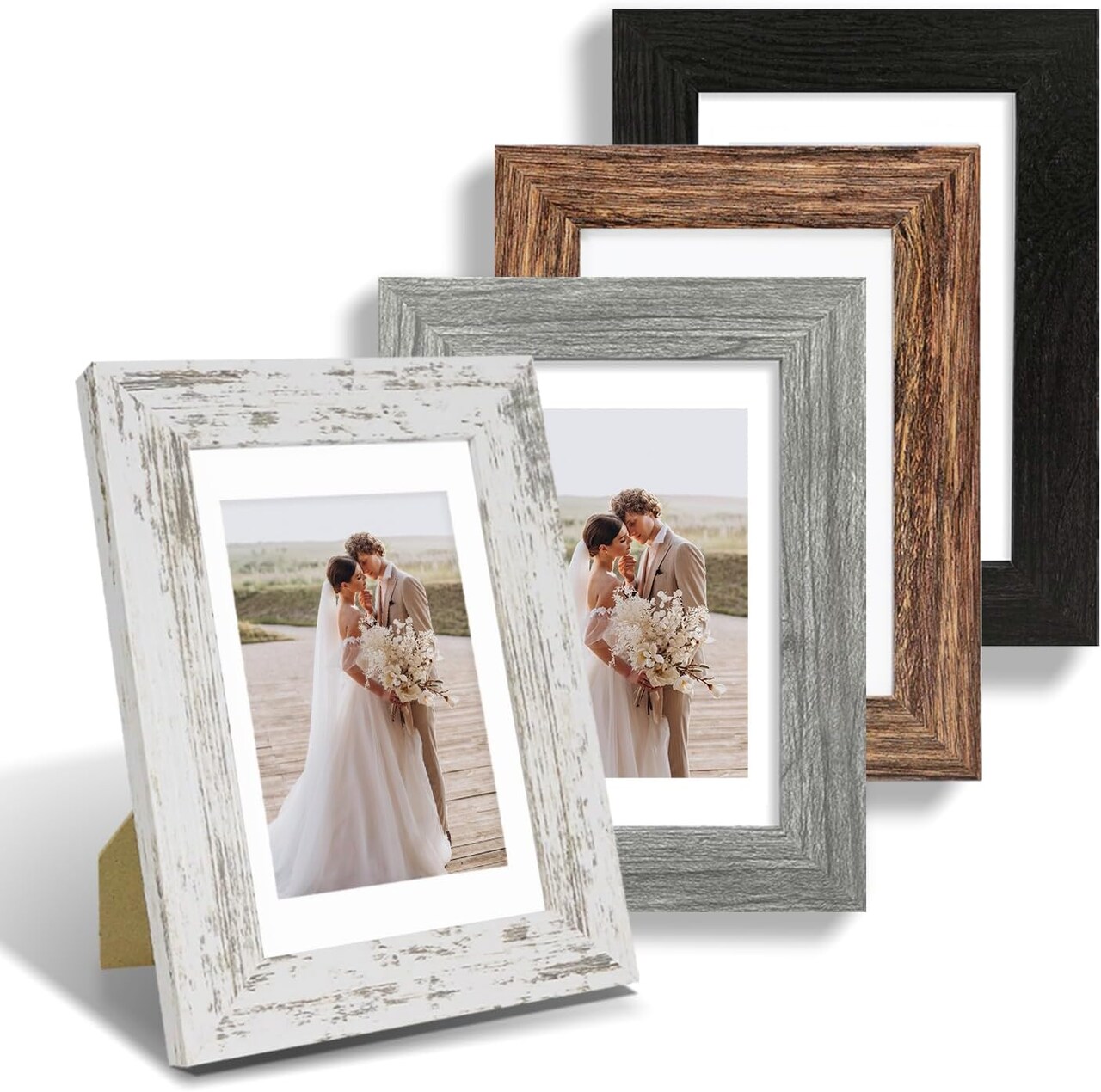 4x6 Picture Frame Set of 4, Made of Real Glass and Multicolour Frame(Mix Colors)7.7"L x 5.7"W